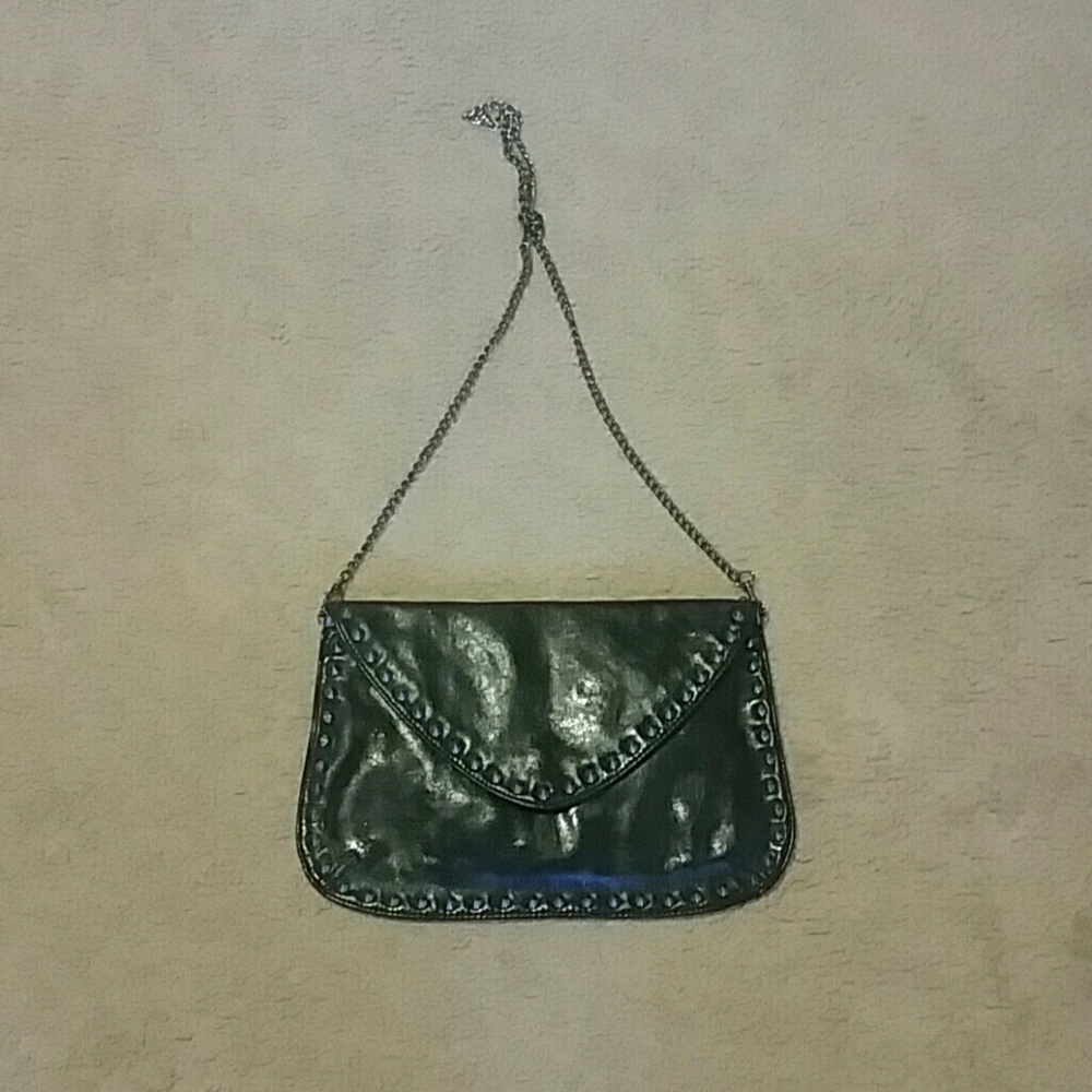 Black Spiked Leather Shoulder Bag